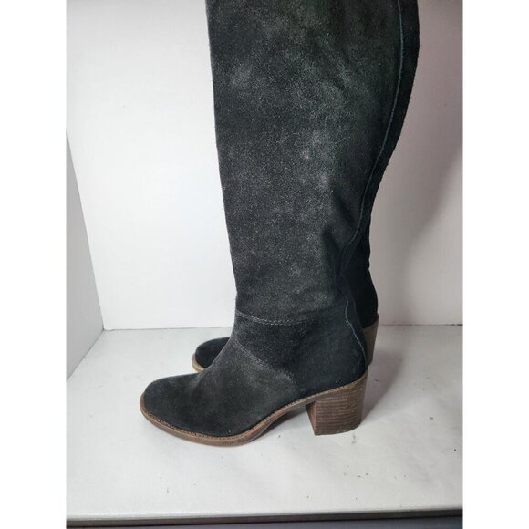 Lucky Brand Womens Ramsden Over The Knee Boots Sz 8.5M Black Leather Heeled Tall - Picture 2 of 13